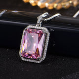 Pink Diamond Gemstone Pendant Earrings 925 Silver Water Drop Necklace Set