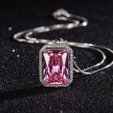 Pink Diamond Gemstone Pendant Earrings 925 Silver Water Drop Necklace Set