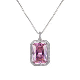 Pink Diamond Gemstone Pendant Earrings 925 Silver Water Drop Necklace Set