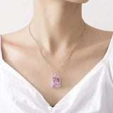 Pink Diamond Gemstone Pendant Earrings 925 Silver Water Drop Necklace Set