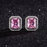 Pink Diamond Gemstone Pendant Earrings 925 Silver Water Drop Necklace Set