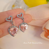 Pink Diamond Love Zircon Necklace Set