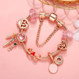 Pink Dreamcatcher & Beads Charm Pendant Bracelet DIY Jewelry Making