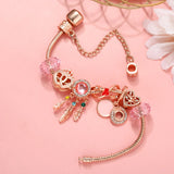 Pink Dreamcatcher & Beads Charm Pendant Bracelet DIY Jewelry Making
