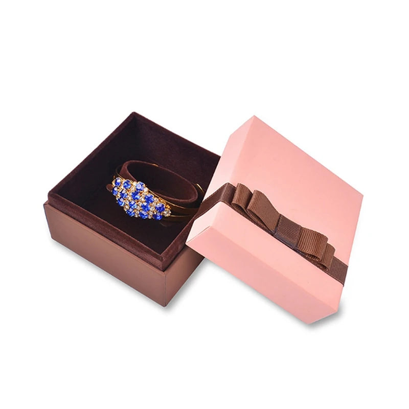 Pink Jewelry Box Packaging with Silk Bow Ribbon