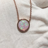 Pink Fire Opal Necklace Sterling Silver Pink Opal Teardrop Pendant