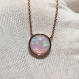 Pink Fire Opal Necklace Sterling Silver Pink Opal Teardrop Pendant