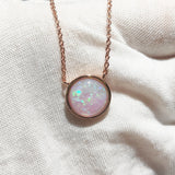 Pink Fire Opal Necklace Sterling Silver Pink Opal Teardrop Pendant