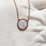 Pink Fire Opal Necklace Sterling Silver Pink Opal Teardrop Pendant
