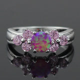 Pink Fire Opal Stone Silver Plated Rings Size 6 7 8 9 10