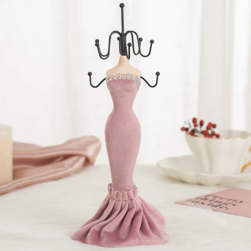 Pink Fishtail Skirt Mannequin Jewelry Organizer Rack Display Stand