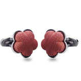 Pink Clover Fabric Stone Cufflinks