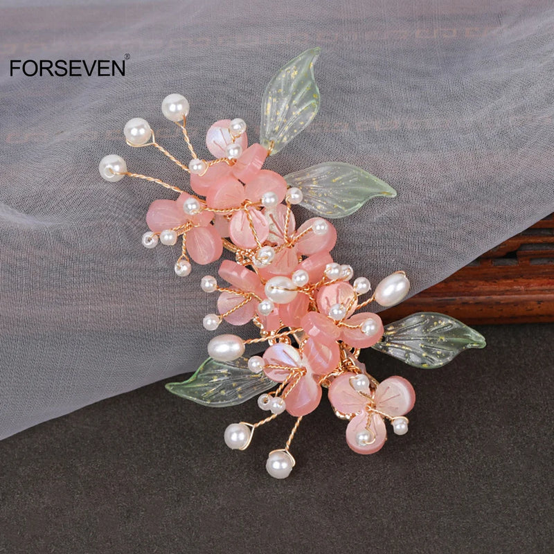 Pearl Flower Hair Pins Clips Women Girls Headpieces Hairgrips