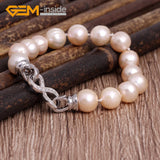 Pink Freshwater Pearl Beaded Elastic Ginger Bracelet Jewelry for Women