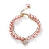 Pink Freshwater Pearl Bracelet Women Girl Gift Charming Jewellery