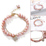 Pink Freshwater Pearl Bracelet Women Girl Gift Charming Jewellery