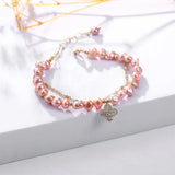 Pink Freshwater Pearl Bracelet Women Girl Gift Charming Jewellery
