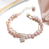 Pink Freshwater Pearl Bracelet Women Girl Gift Charming Jewellery