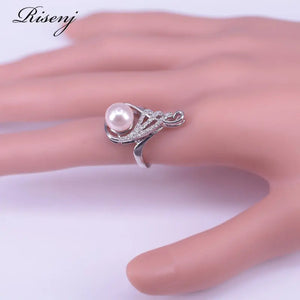 Pink Freshwater Pearl Silver 925 Jewelry Set Zircon Costume Jewelry Set
