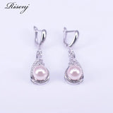 Pink Freshwater Pearl Silver 925 Jewelry Set Zircon Costume Jewelry Set