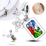 Pink Game Console Headphone Cat Paw Pendant 925 Silver Charm