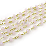 Pink Glass Faceted Oblaten Beads Wire Chain for Necklaces or Bracelets