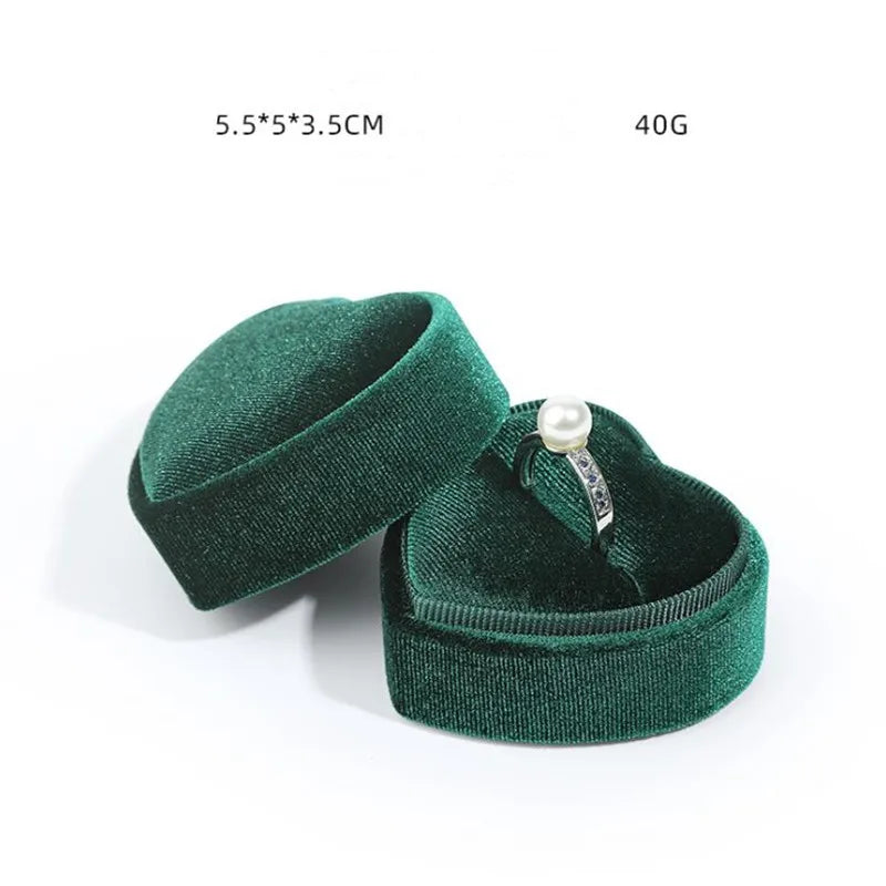 Heart-Shaped Corduroy Jewelry Box Pink/Green