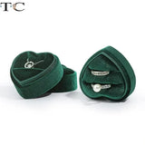 Heart-Shaped Corduroy Jewelry Box Pink/Green