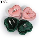 Heart-Shaped Corduroy Jewelry Box Pink/Green