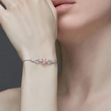 18K Pink Tourmaline Bracelet with Zircon Inlay