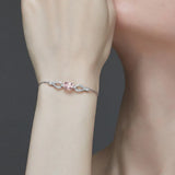 18K Pink Tourmaline Bracelet with Zircon Inlay