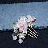 Pink Ancient Style Hair Comb Hairpin Set for Women