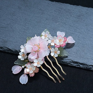 Pink Ancient Style Hair Comb Hairpin Set for Women