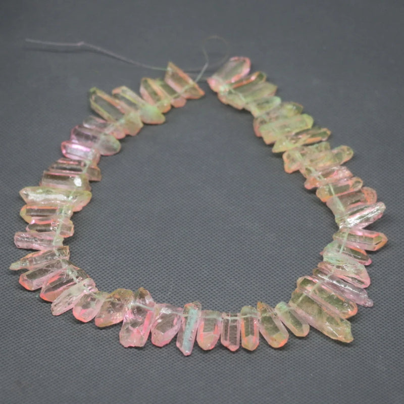 Pink Healing Crystal Quartz Beads Choker Pendant