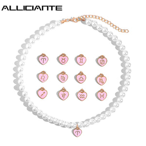 12 Constellation Pearl Beaded Necklace Zodiac Sign Choker Necklaces