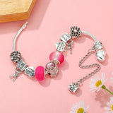 Heart Lock & Key Charm Bracelet With Key Pendant - Gift for Women
