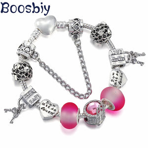 Heart Lock & Key Charm Bracelet With Key Pendant - Gift for Women
