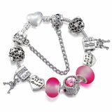 Heart Lock & Key Charm Bracelet With Key Pendant - Gift for Women