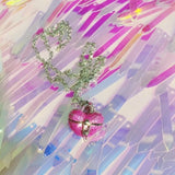 Pink Heart Necklace French Retro Castle Necklace Jewelry