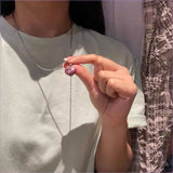 Pink Heart Necklace French Retro Castle Necklace Jewelry