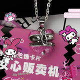 Pink Heart Necklace French Retro Castle Necklace Jewelry