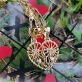 Pink Heart Pendant TE AMO Couple's Necklace Set
