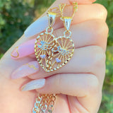 Pink Heart Pendant TE AMO Couple's Necklace Set