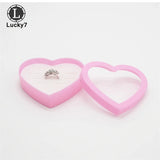 Pink Heart Ring Box 12 Slots Jewelry Storage Case Holder