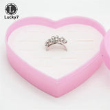 Pink Heart Ring Box 12 Slots Jewelry Storage Case Holder