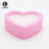 Pink Heart Ring Box 12 Slots Jewelry Storage Case Holder