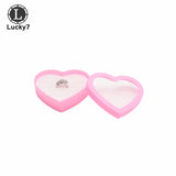 Pink Heart Ring Box 12 Slots Jewelry Storage Case Holder