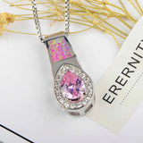 Heart Shape Fire Opal Pendant Necklace