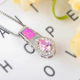 Heart Shape Fire Opal Pendant Necklace