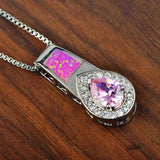 Heart Shape Fire Opal Pendant Necklace